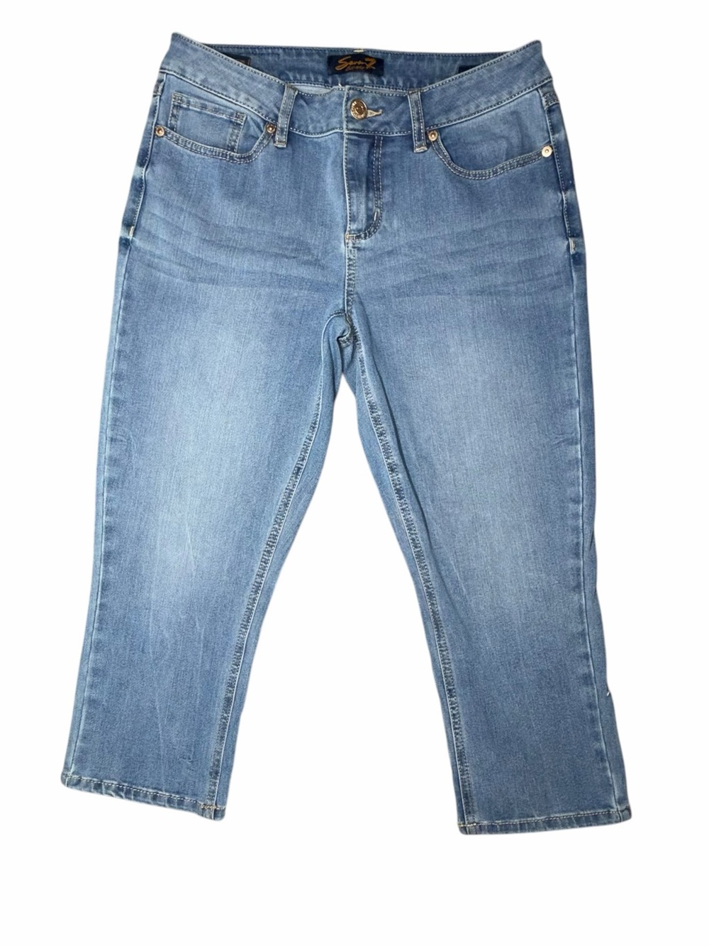 Seven7 Skinny Crop Jeans Size 10 Light Wash Stretch Denim